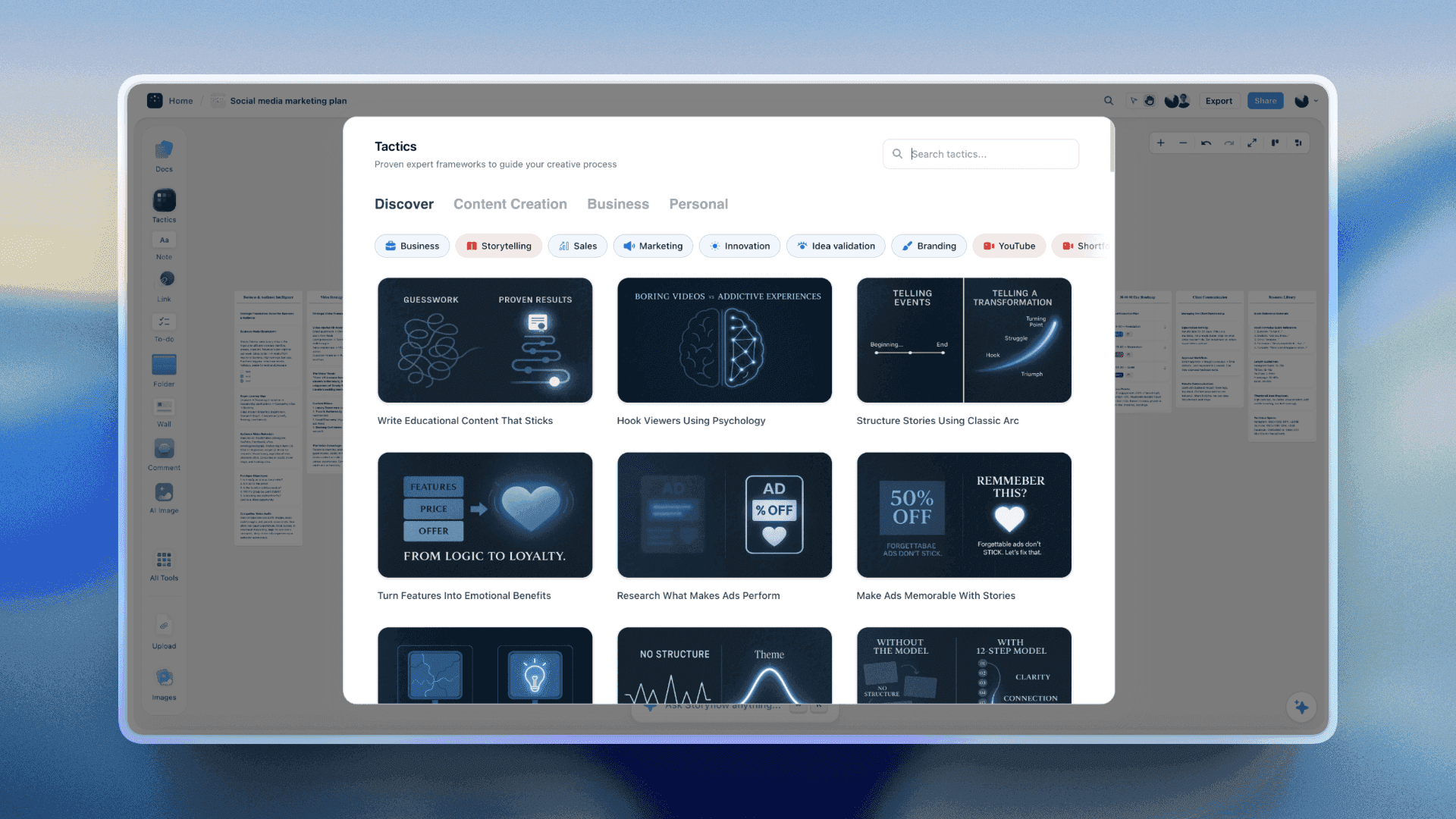 Storyflow Blueprint search, the structured-retrieval layer that Mem tries to approximate with self-organising notes